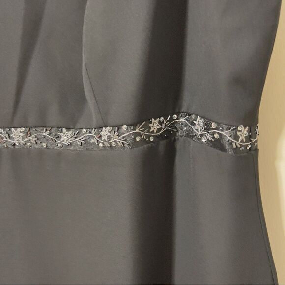 Michaelangelo Sleeveless Black V Neck Embellished Waist Knee Length Dress Sz 22 - Picture 5 of 7